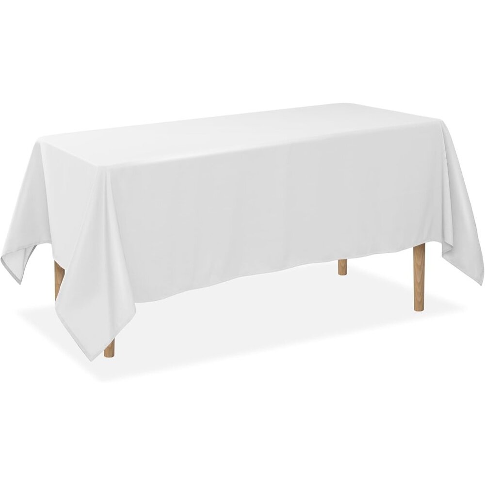 Elegant 60x126 Inch Washable Rectangular Tablecloth - Stain Resistant, White